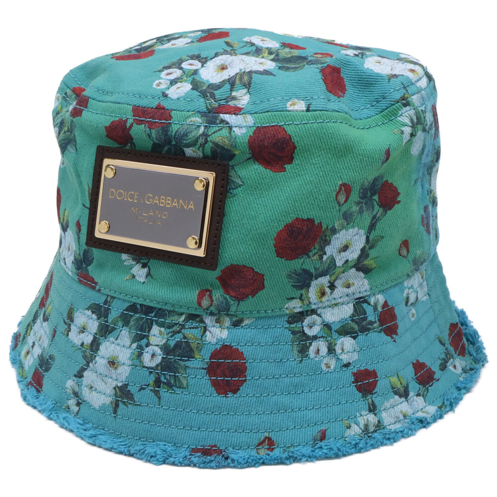 AG DOLCE&GABBANA GH742A G8FP4 Flower Print Bucket Hat, Size 58, Blue, Women's